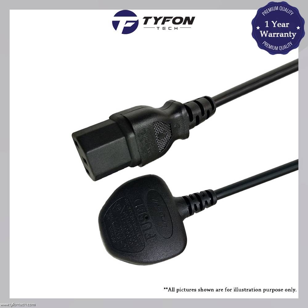 Longwell 3 Pin UK to IEC C13 Desktop PC Power Cord Cable 1.8M (Refurbished)
