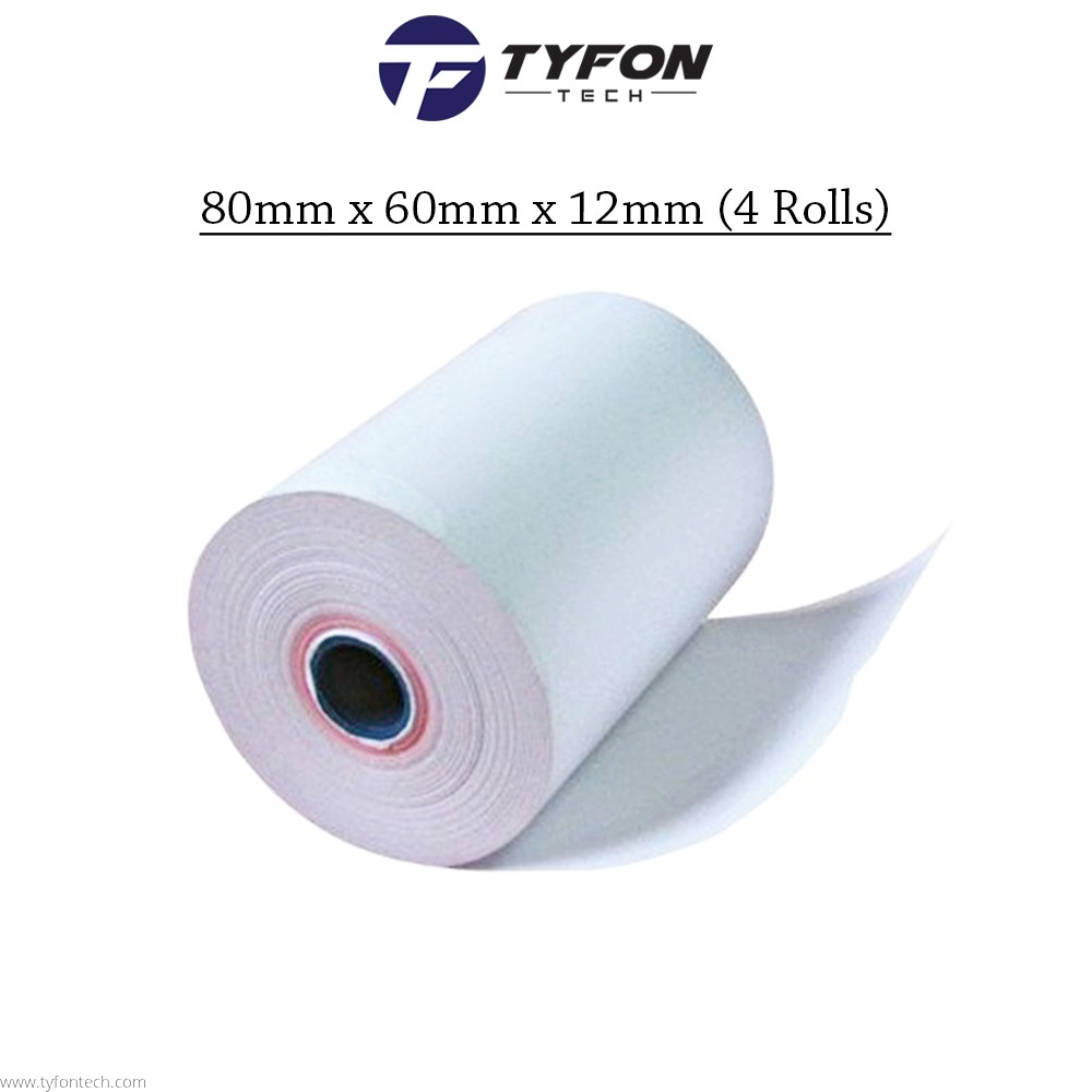 Thermal Receipt Printer Paper Roll 80mm x 60mm x 12mm (4 Rolls)