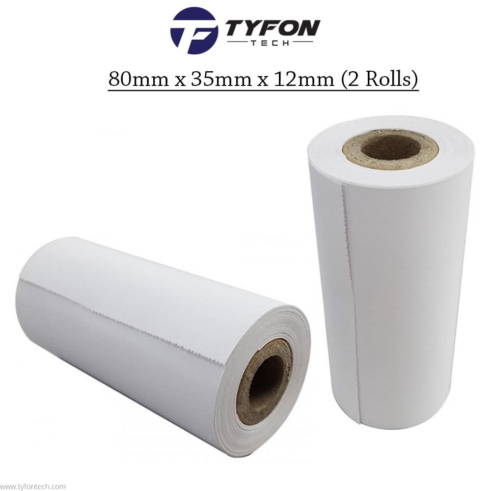 Thermal Receipt Printer Paper Roll 80mm x 35mm x 12mm (2 Rolls)