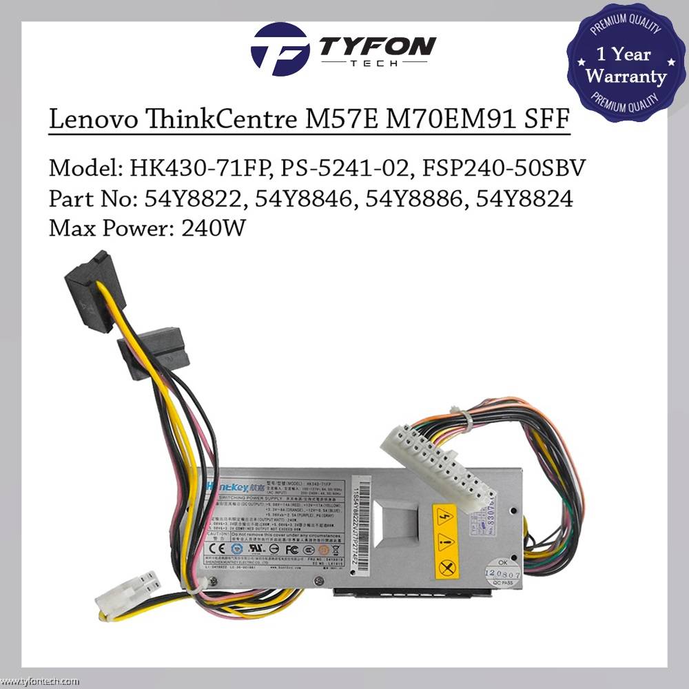 Lenovo ThinkCentre M57E M70E M71 M81 M91 SFF Power Supply PSU 240W