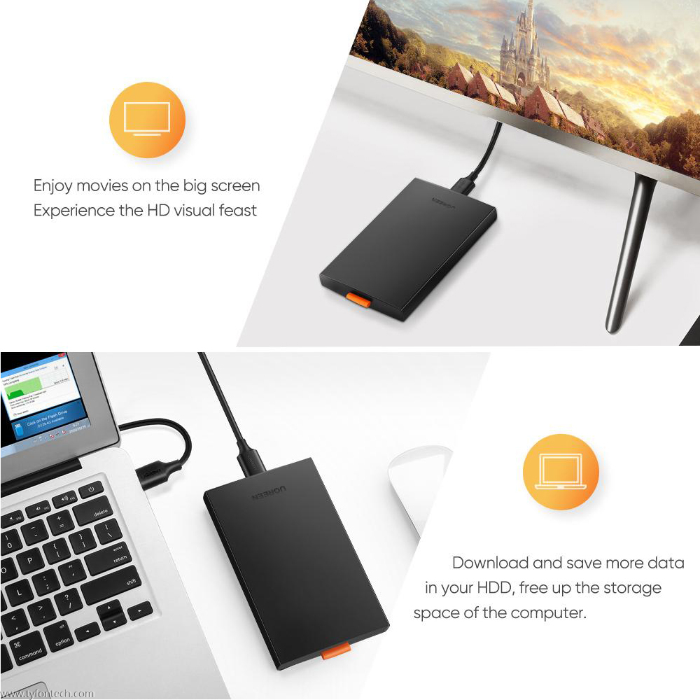 UGREEN 2.5" USB 3.0 to SATA Portable External Hard Disk Drive Enclosure