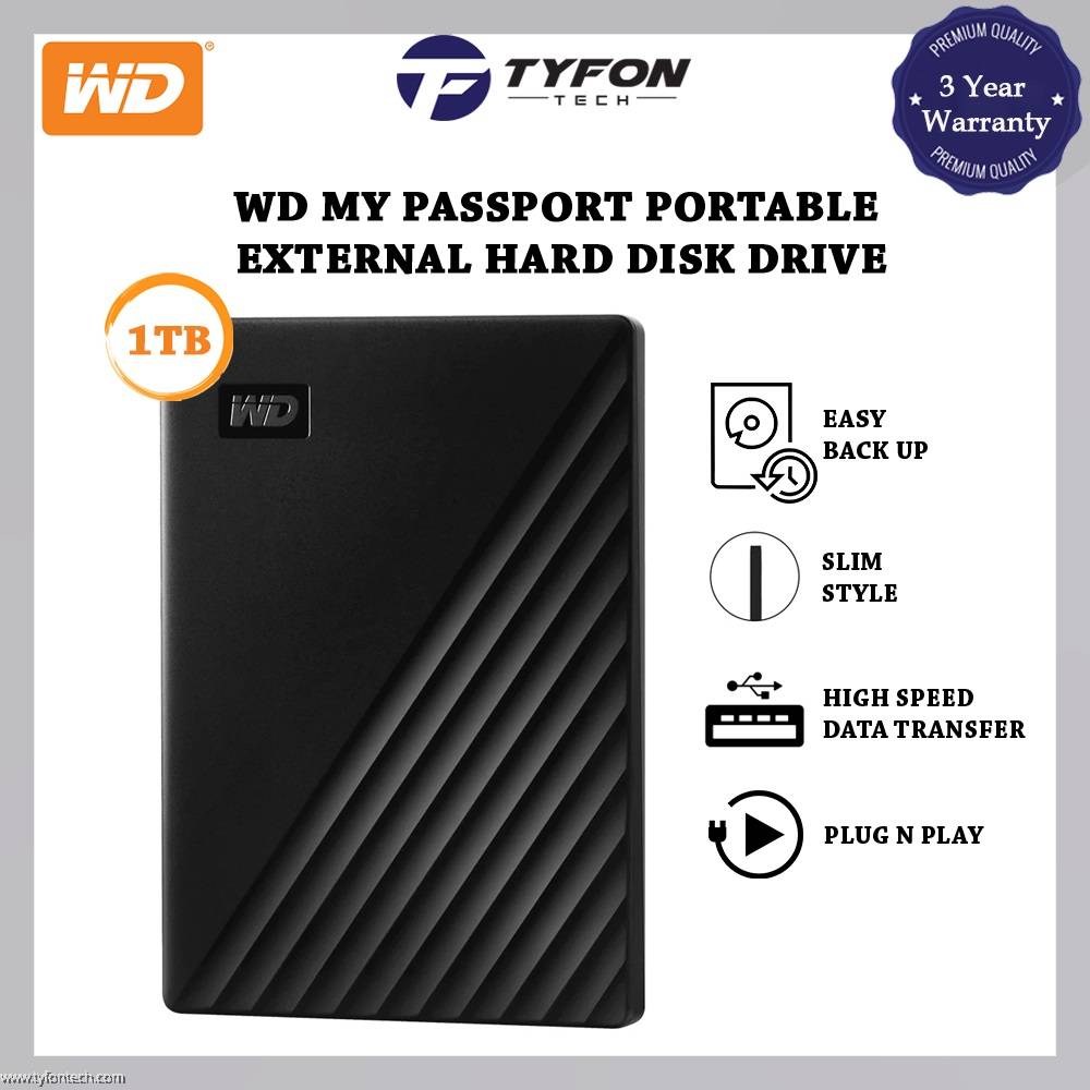 Western Digital My Passport 1TB USB 3.0 Portable External Hard Disk