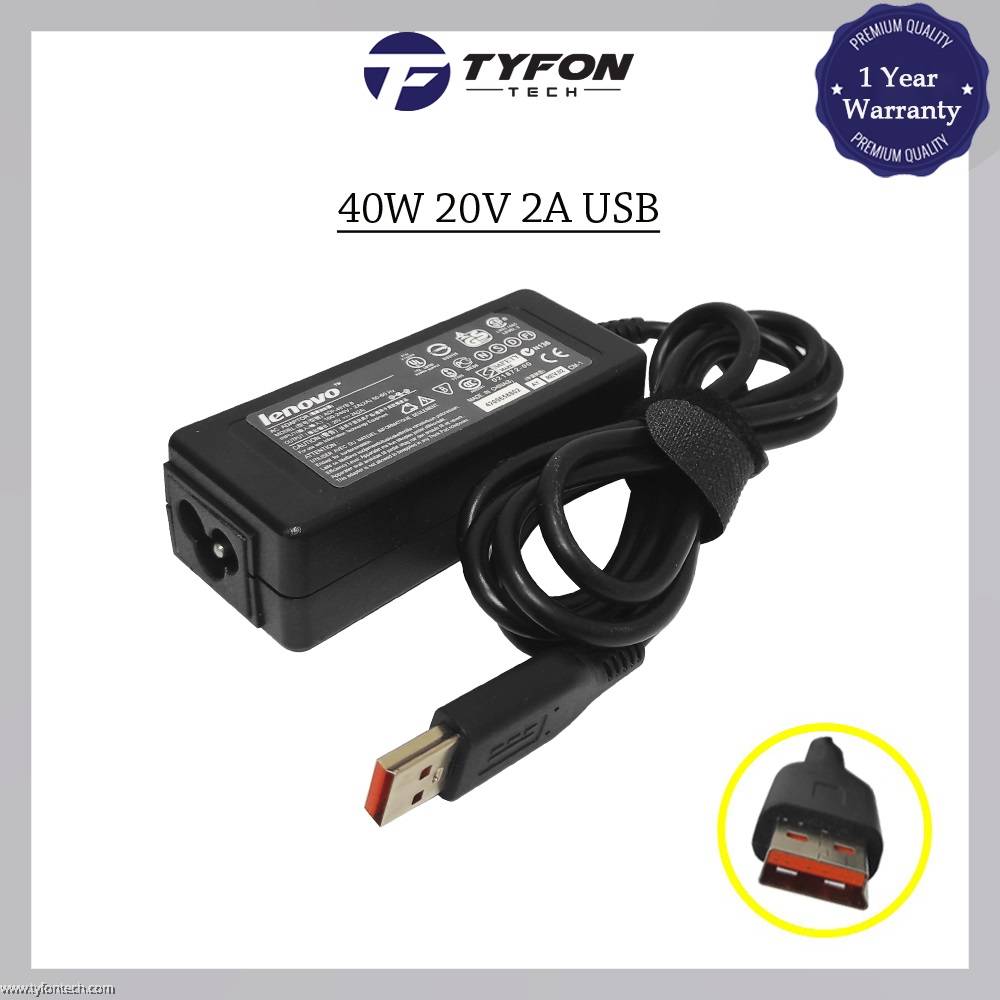 Lenovo Yoga Compatible Laptop AC Power Adapter 40W 20V 2A USB Charger