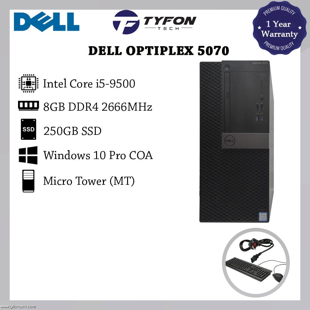 Dell Optiplex 5070 MT i59500 8GB DDR4 RAM 250GB SSD Win 10 Pro Desktop