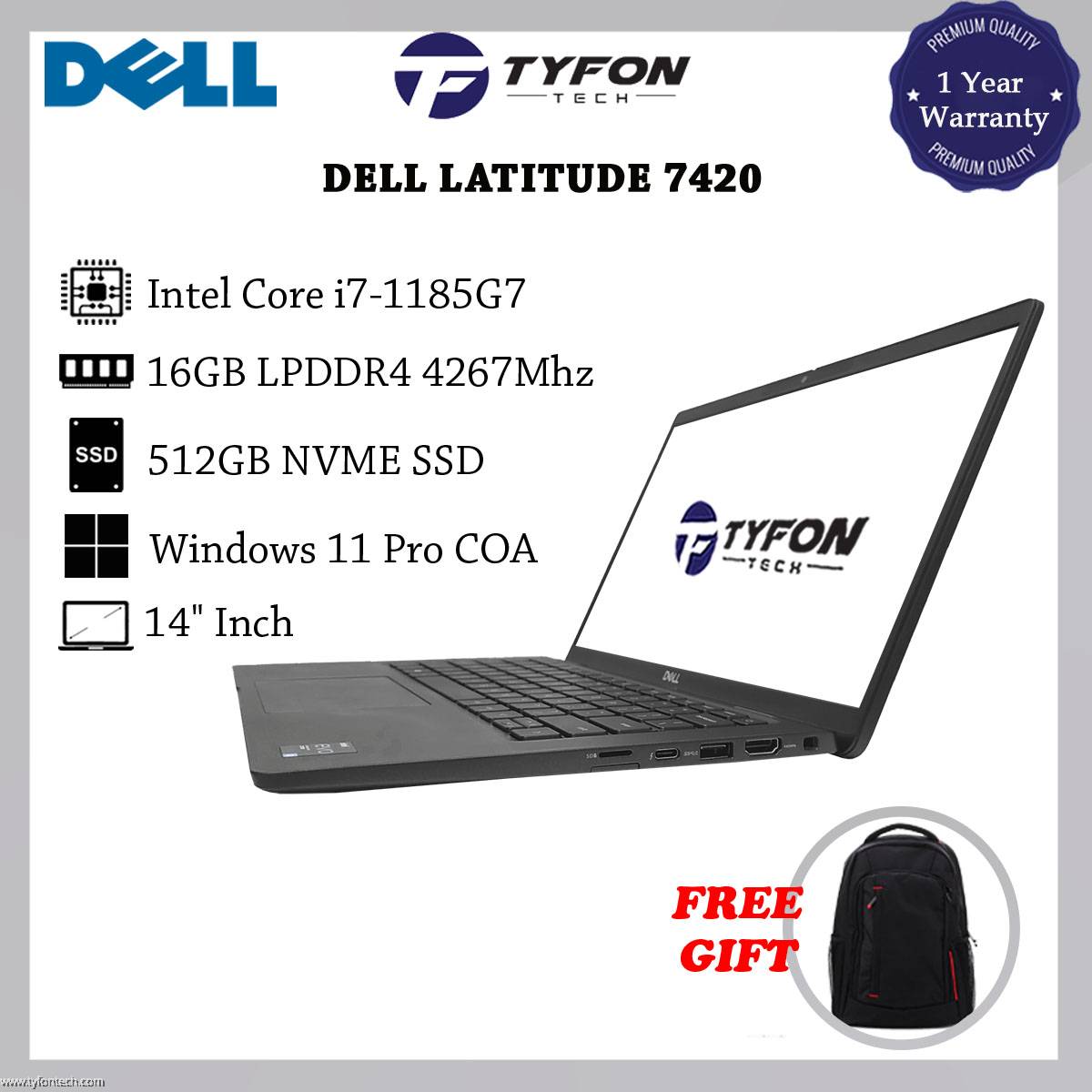 Dell Latitude 7420 i7-1185G7 16GB LPDDR4 RAM 512GB NVME SSD Win 11