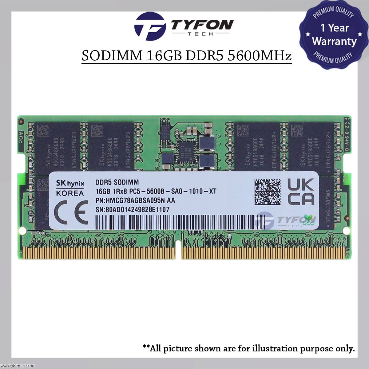 SK Hynix SODIMM 16GB DDR5 5600MHz PC5-5600B Laptop RAM