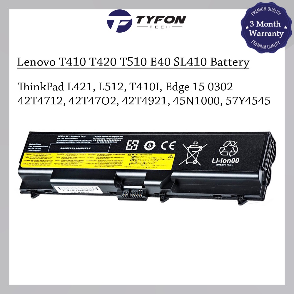 Laptop Battery Thinkpad T500 Ram Lenovo T410 T420 T510 E40 SL410