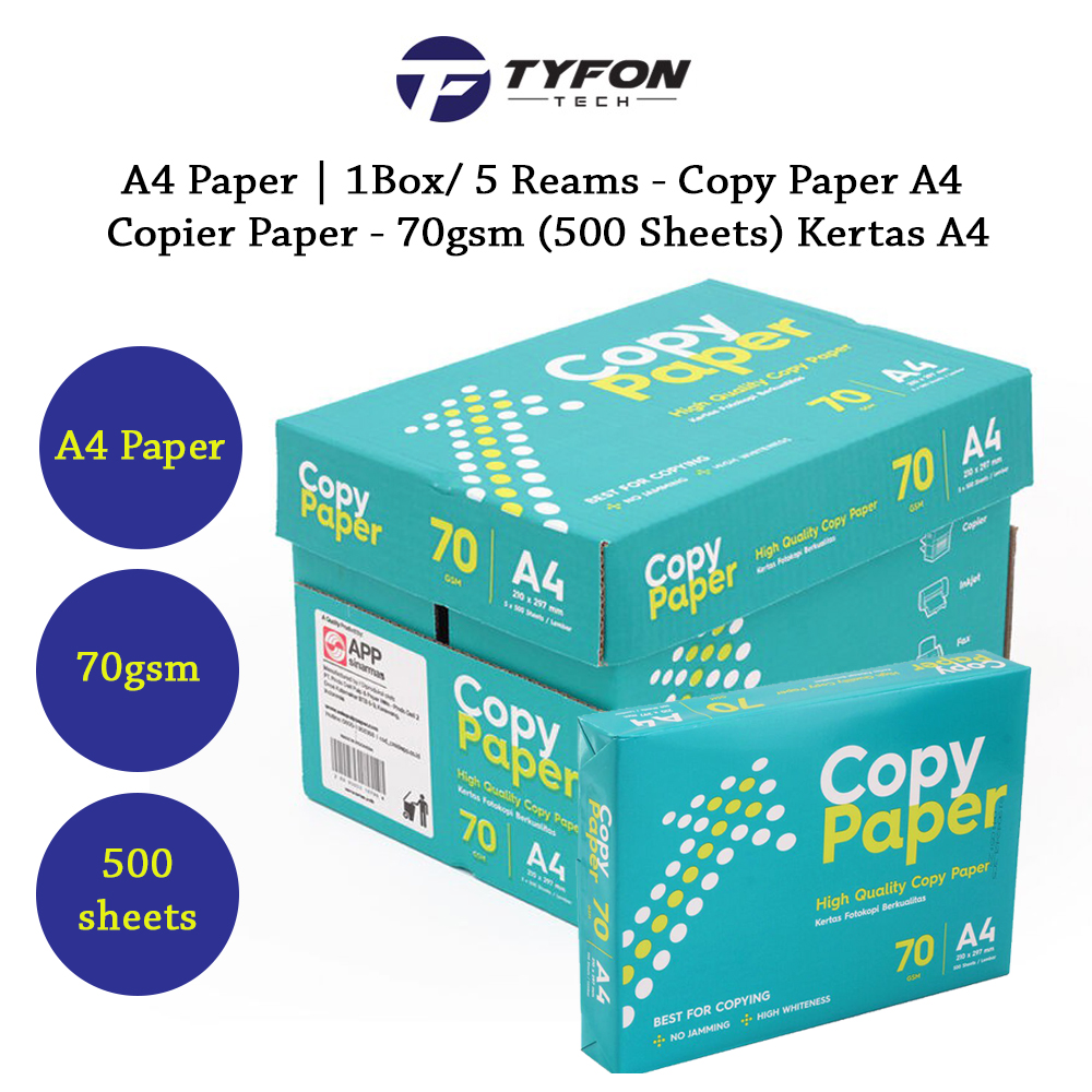 A4 Paper 1Box/ 5 Reams Copy Paper A4 Copier Paper 70gsm (500