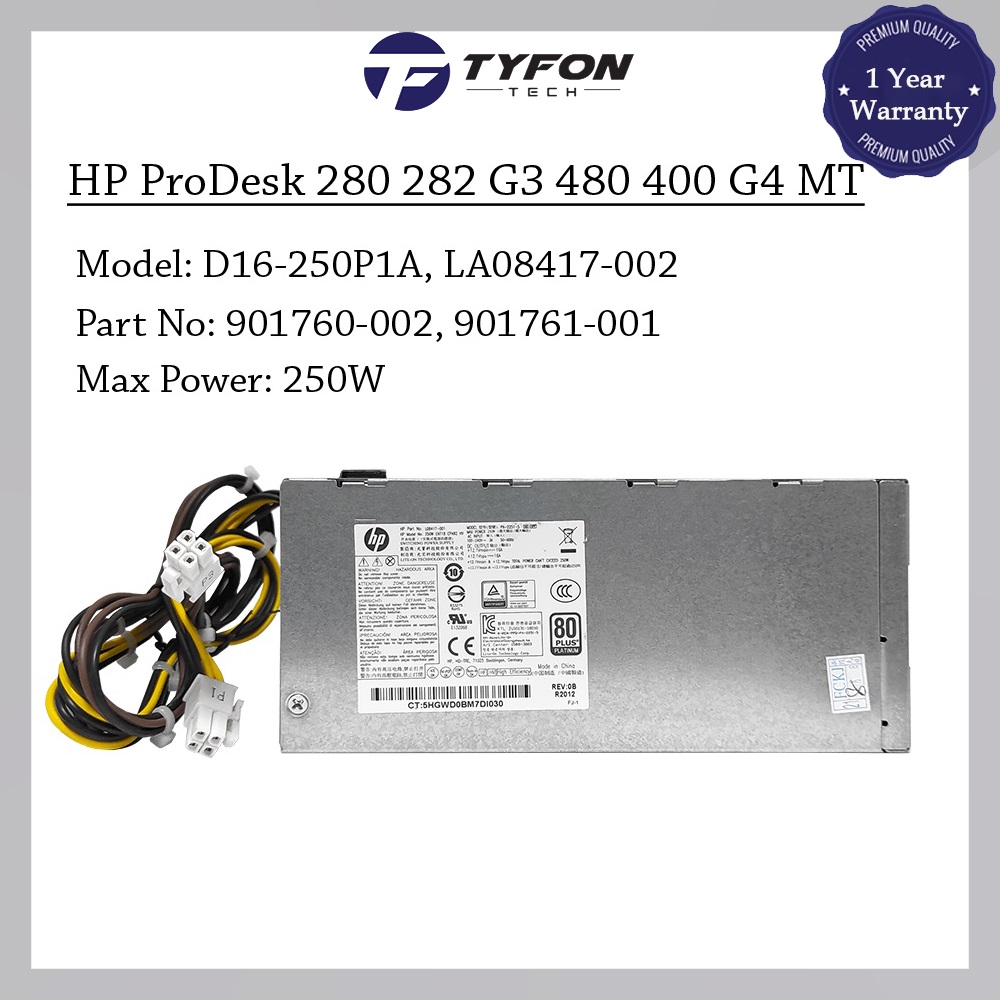 HP ProDesk 280 282 600 800 G3 480 400 G4 SFF MT Power Supply PSU 250W D16250P1A LA8417002