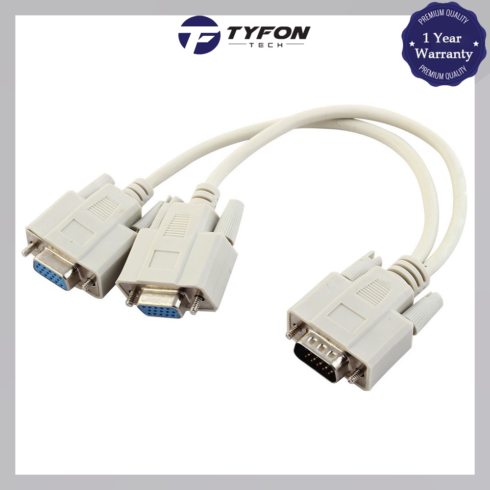 15Pin VGA Splitter Cable Male to Female Y Adapter Monitor