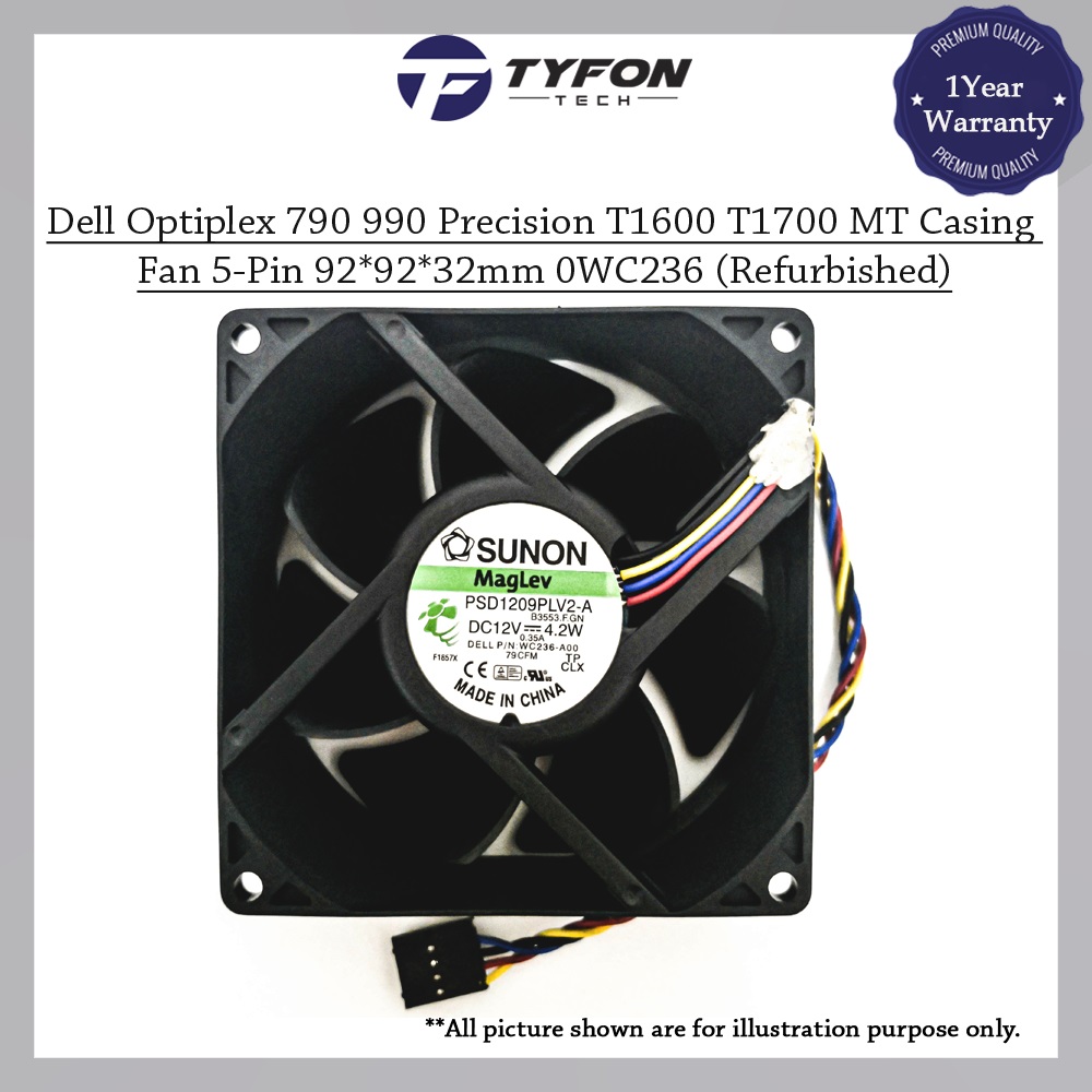 Dell Optiplex 790 990 Precision T1600 T1700 MT Casing Fan 5-Pin 92*92 ...