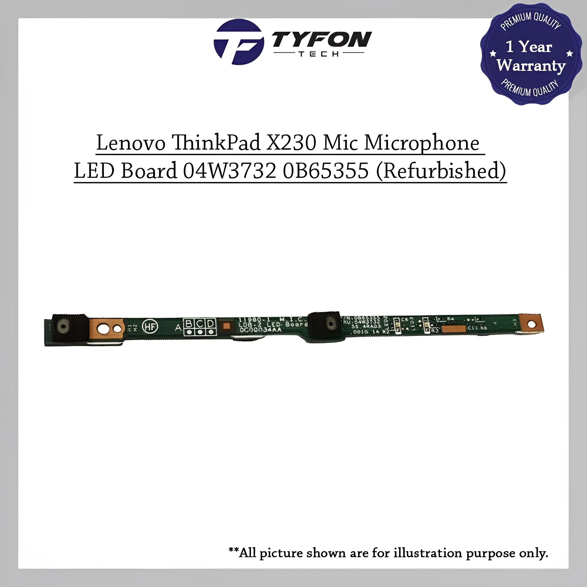 Lenovo ThinkPad X230 Mic Microphone LED Board 04W3732 0B65355 (Refurbished)