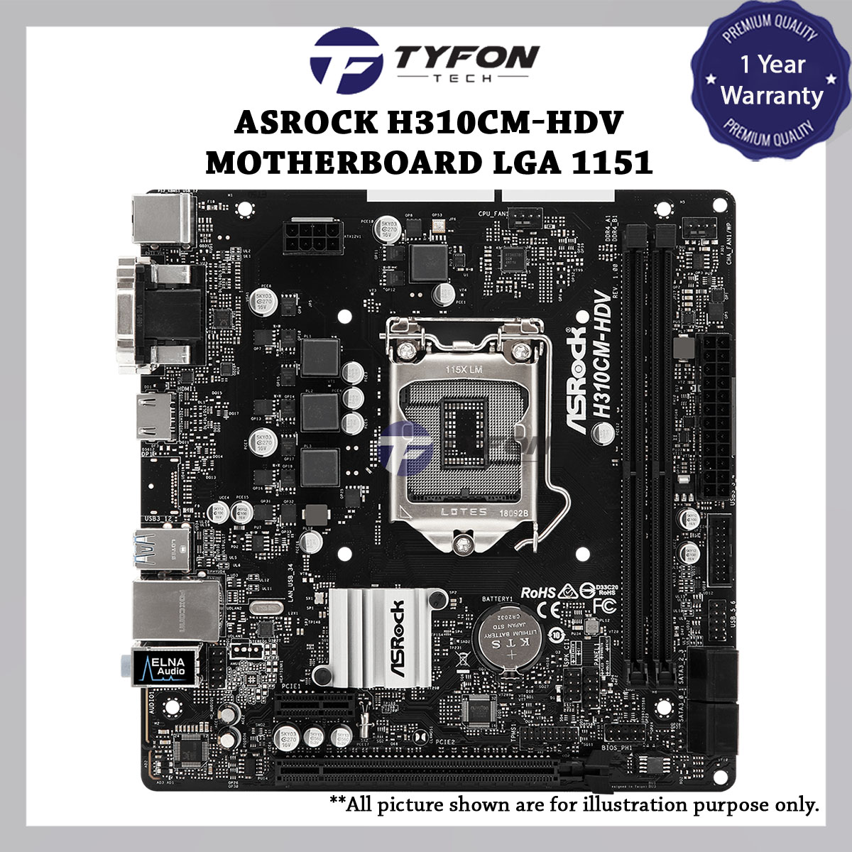 Main H310 H310 Hdv Asrock H310CM-HDV Motherboard LGA 1151 DDR4