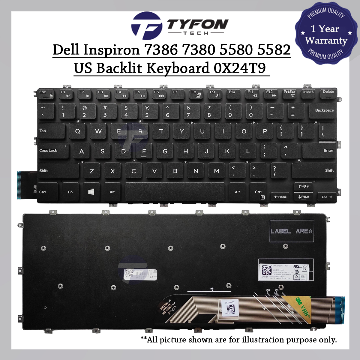 Dell Latitude 3400 3310 3390 Inspiron 13 7386 7586 P92G P91G US Non ...