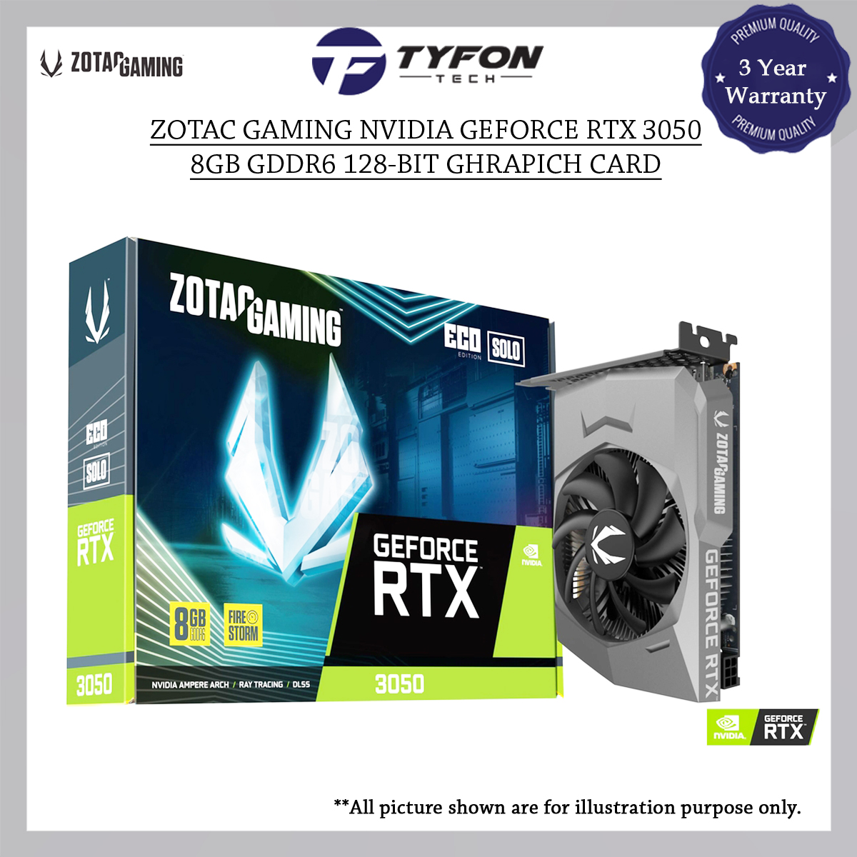 Zotac Gaming NVIDIA Geforce RTX 3050 ECO SOLO 8GB GDDR6 128-bit